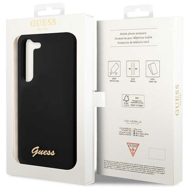 Obal Guess GUHCS23MSLSMK S23 Plus S916 černá/černá tvrdácase Silikonová Vintage Gold Logo