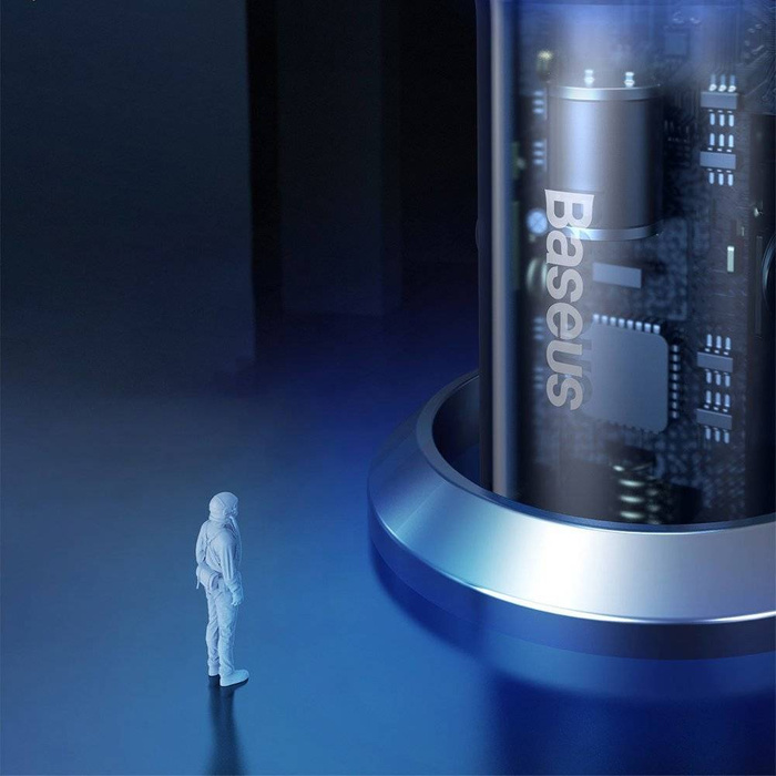 Baseus Auto-Ladegerät USB / USB Typ C 65 W 5 A SCP Quick Charge 4.0+ Power Delivery 3.0 LCD Bildschirm grau (TZCCKX-0G)