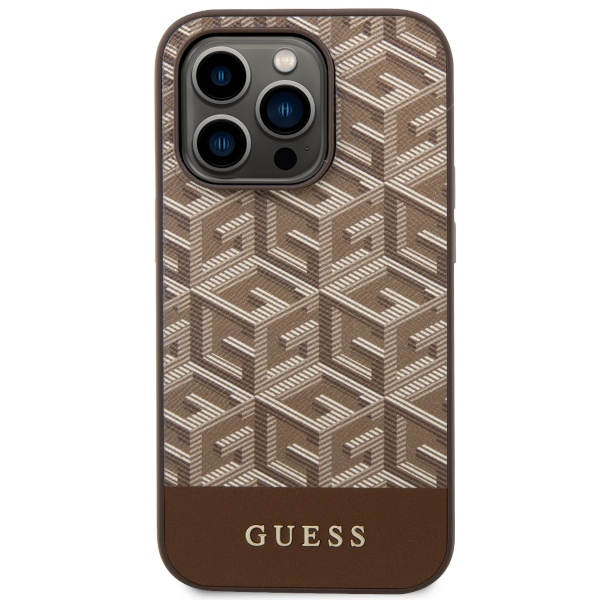 Hülle Guess GUHMP14XHGCFSEW iPhone 14 Pro Max 6,7" braun/braun hart case GCube Stripes MagSafe Case