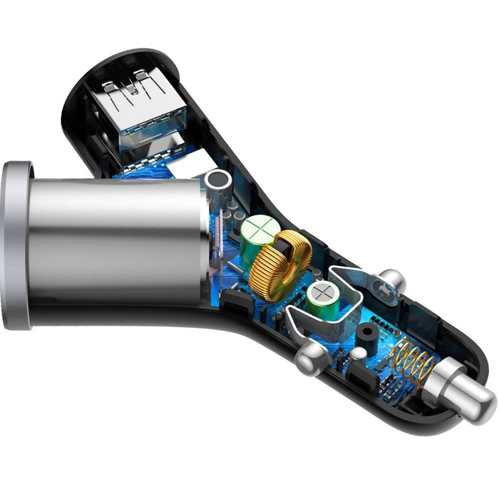 Baseus Y Type Car Charger Auto Ladegerät mit 2x USB und Zigarettenanzünder 3.1A schwarz (CCALL-YX01)