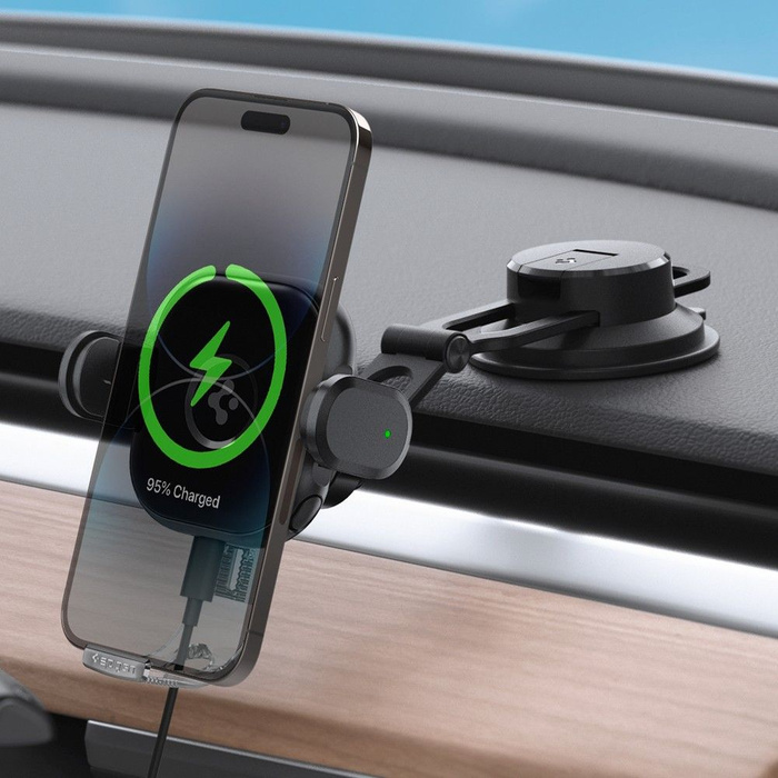 Mount Spigen Uts35w Onetap Universal Windshield &amp; Dashboard Car Mount Wireless Charger Black