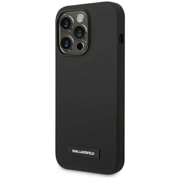 Hülle Karl Lagerfeld KLHMP14XSLMP1K iPhone 14 Pro Max 6,7" hartcase schwarz/schwarz Silikonplakette MagSafe