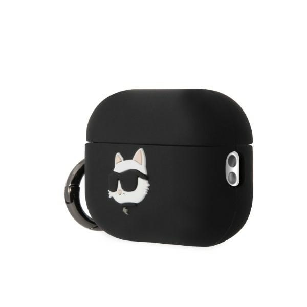Karl Lagerfeld KLAP2RUNCHK Kryt AirPods Pro 2 černý/černý Silikonová hlava Choupette 3D