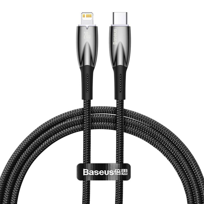 Câble Baseus Glimmer Series avec charge rapide USB-C - Lightning 480Mb/s PD 20W 1m noir