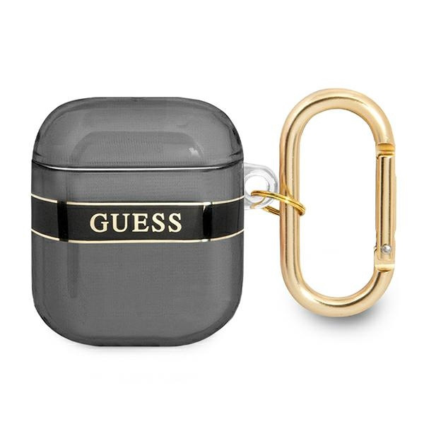Hülle GUESS Apple AirPods Abdeckung Riemen Sammlung Schwarz Case