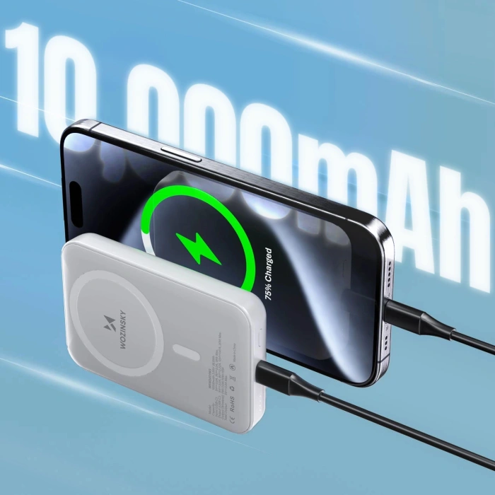 Powerbank magnetyczny Wozinsky WRW349YWS 10000 mAh - biały