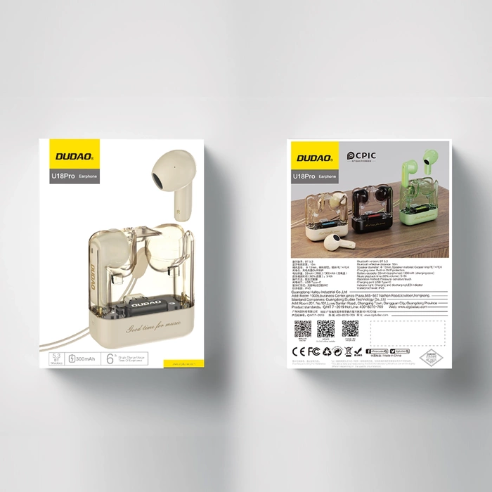 Écouteurs sans fil Bluetooth 5.3 TWS Dudao U18Pro - beige