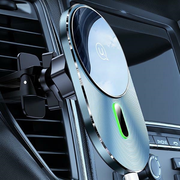 USAMS Magnetic Car Wireless Charging 15W indukční Držák pro mřížku ventilace šedá / šedá CD170DZ01 (US-CD170)