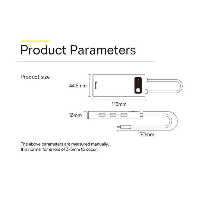 Baseus Metal Gleam Series 4 in 1 HUB Docking Station USB Type C - 4 x USB 3.2 Gen. 1 (WKWG070013)
