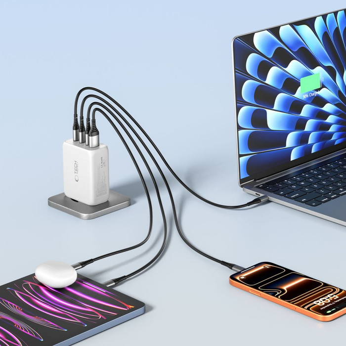 TECH-PROTECT NC200W-GAN 4-PORT NETWORK CHARGER PD 200W / QC3.0 WHITE