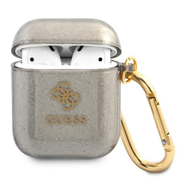 Cover GUESS Apple AirPods Glitter Collection Custodia nera