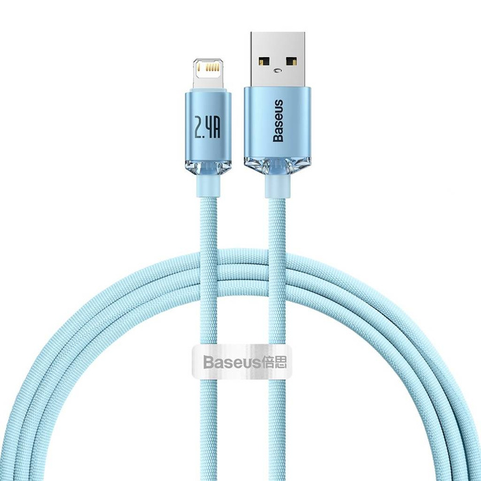 USB kabel Baseus Crystal Shine Series - Lightning 2,4A 20W 1,2m modrý (CAJY001103)
