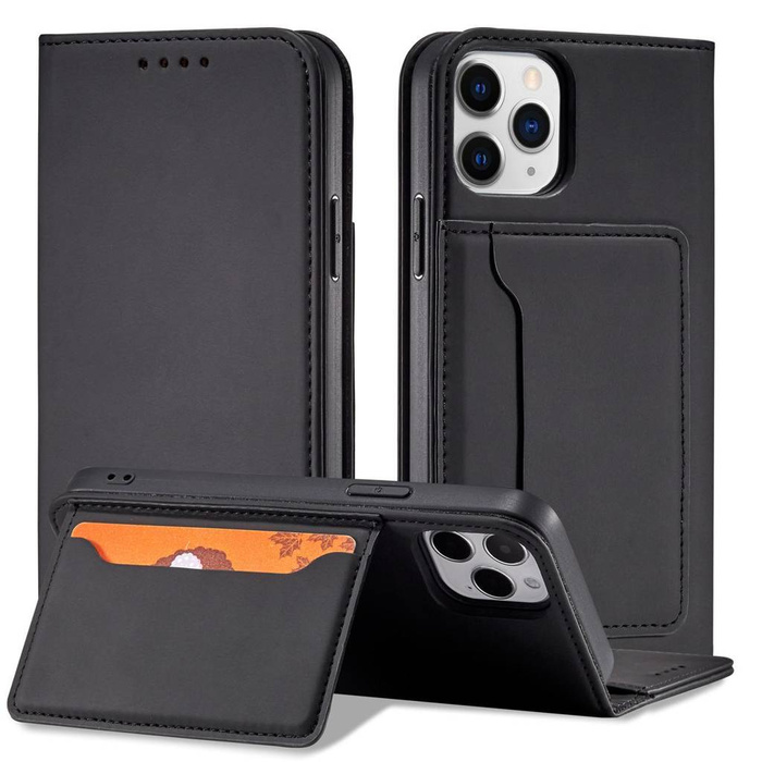 Estuche magnético para tarjetas para iPhone 12 Pro Estuche para tarjetas Monedero Tarjetero Negro