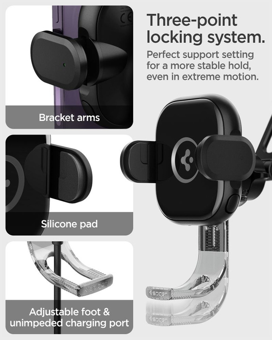 Spigen Uts35w Onetap Caricabatterie senza fili universale per auto da parabrezza e cruscotto nero