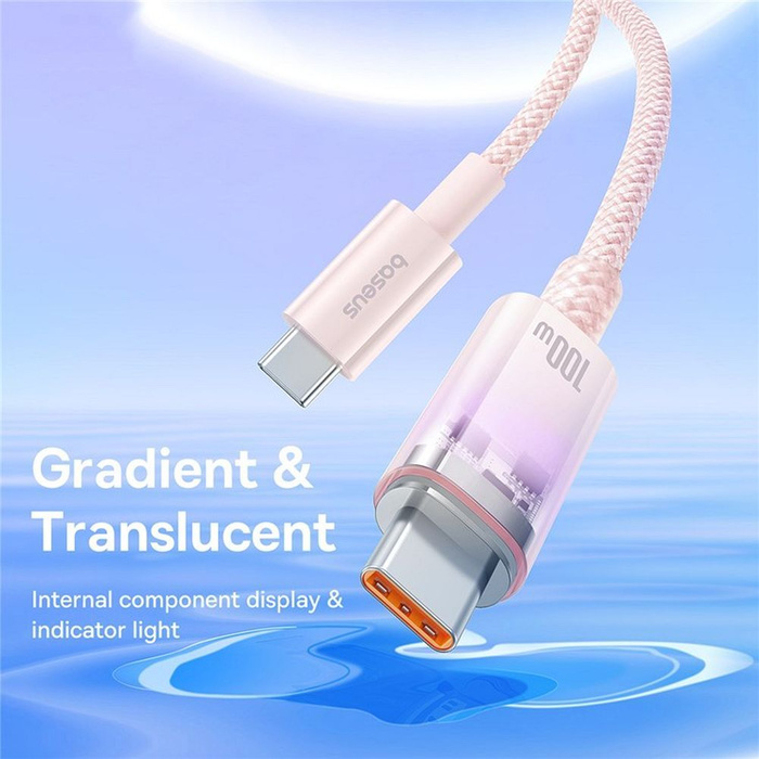 BASEUS kabel Typ C do Typ C Explorer Power Delivery 100W 1m różowy P10319703411-00 / CB000043