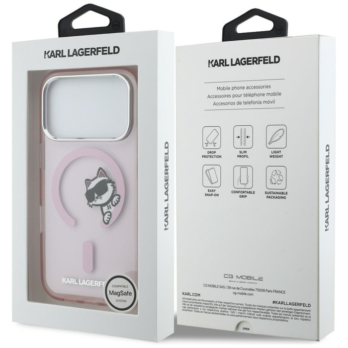 Etui Karl Lagerfeld IML Peekaboo MagSafe do iPhone 17 Pro Max różowy