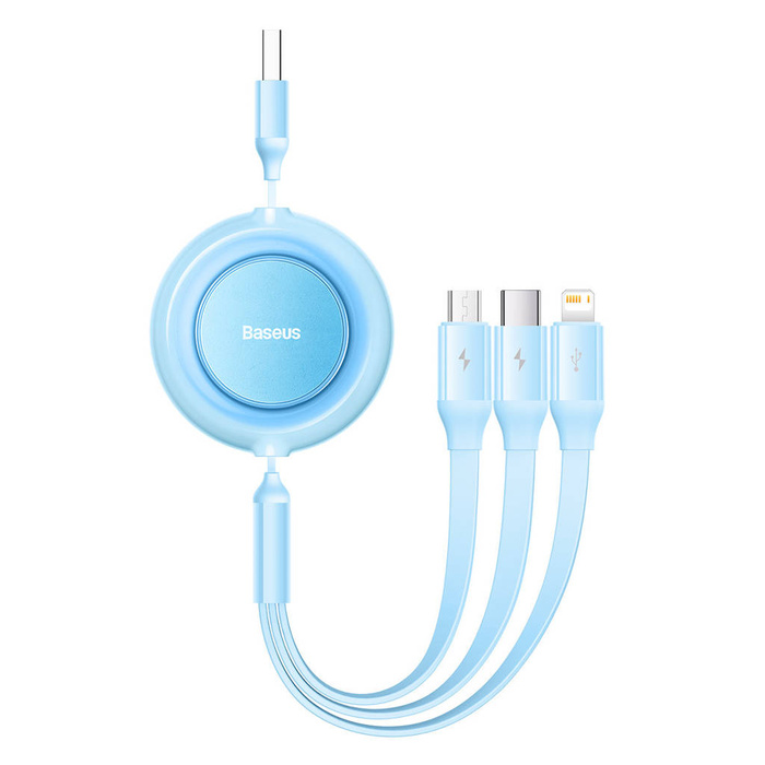 Baseus Bright Mirror 2 3in1 USB Typ A Kabel - Micro USB + Lightning + USB Typ C 3.5A 1.1m blau (CAMJ010017)
