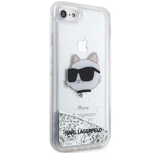 Obal Karl Lagerfeld KLHCI8LNCHCS iPhone 7/8/ SE 2020/2022 stříbrná/stříbrná tvrdácase Glitter Choupette Head Case