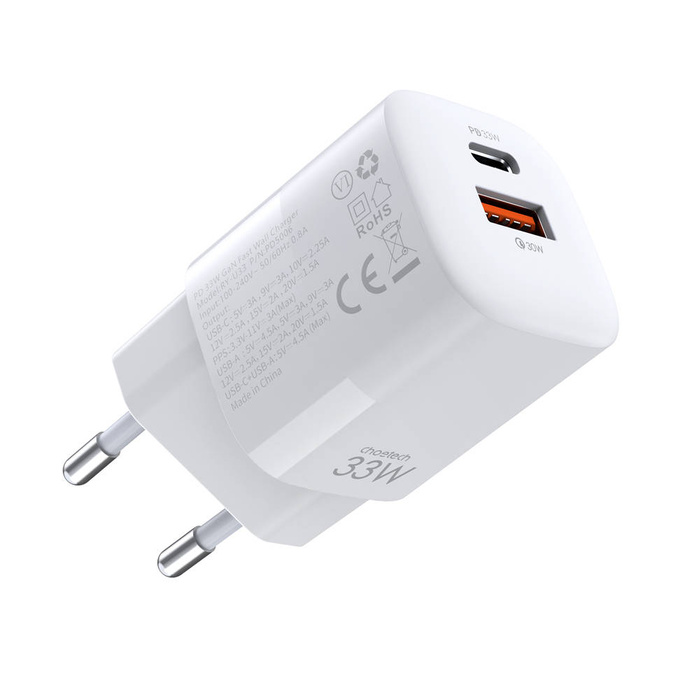 Choetech Schnelles USB-Ladegerät USB Typ C PD QC 33W weiß (PD5006)