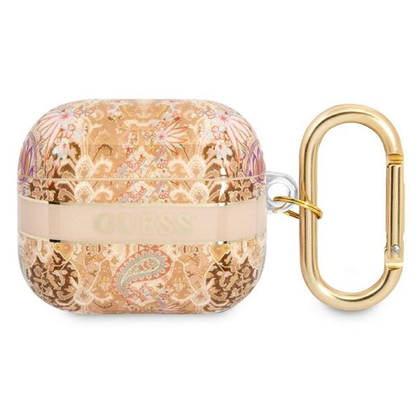 Hülle GUESS Apple AirPods 3 Abdeckung Paisley Riemen Sammlung Gold Case