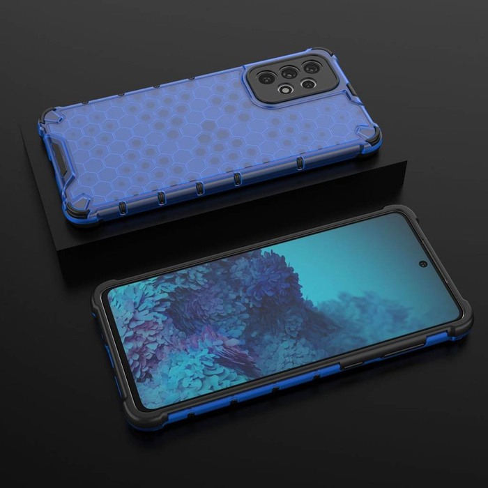 Honeycomb coque housse blindée avec cadre en gel Samsung Galaxy A73 bleu