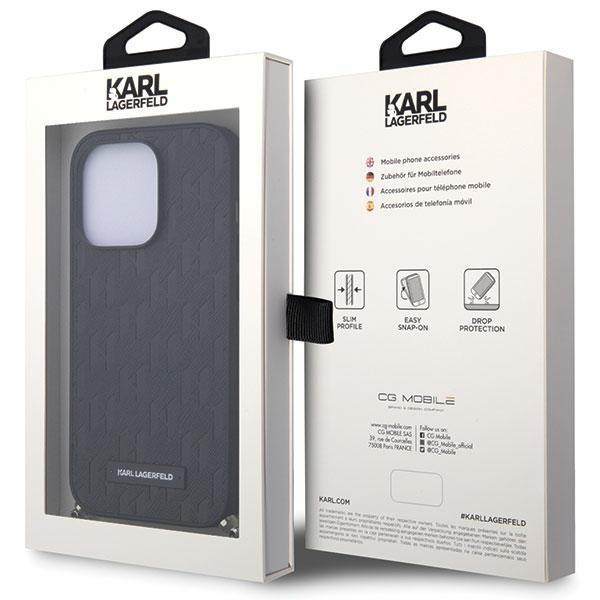 Case Karl Lagerfeld KLHCP14LSACKLHPK iPhone 14 Pro 6.1" black/black hardcase Saffiano Monogram Chain Case