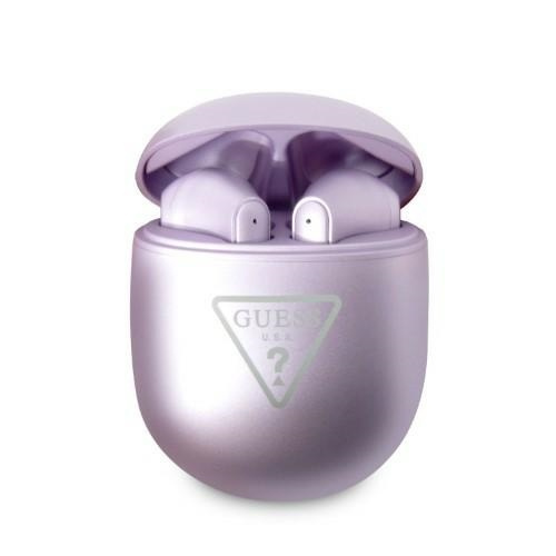 Guess sluchátka Bluetooth GUTWST82TRU TWS + dokovací stanice fialová/fialová Triangle Logo