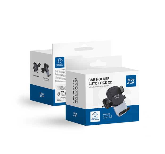 BLUE STAR uchwyt samochodowy AUTO LOCK X2 do kratki wlotu czarny