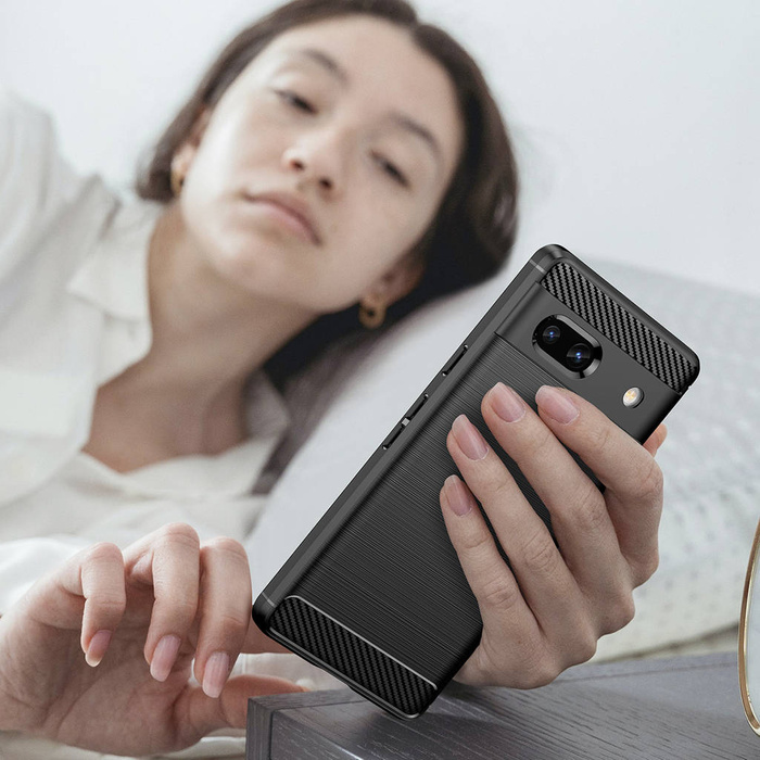 Carbon Case für Google Pixel 7a flexible Silikon-Carbon-Hülle schwarz