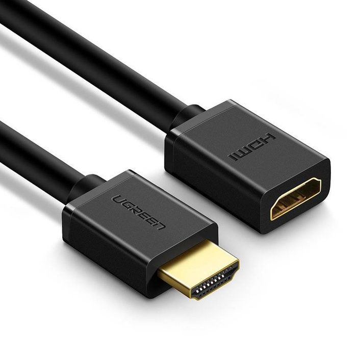 Ugreen câble cordon adaptateur prise Rallonge HDMI (femelle) - HDMI (mâle) 4K 10,2 Gbps 340 Mhz audio ethernet 0,5 m noir (HD107 10140)