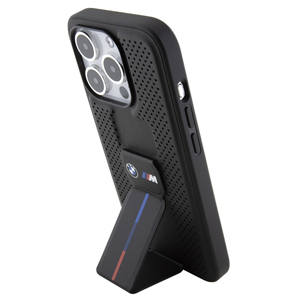 Hülle Bmw Bmhcp15lgspprk IPhone 15 Pro 6.1" Schwarz/Schwarz Hardcase Grip Stand Smooth &amp; Perforated Case