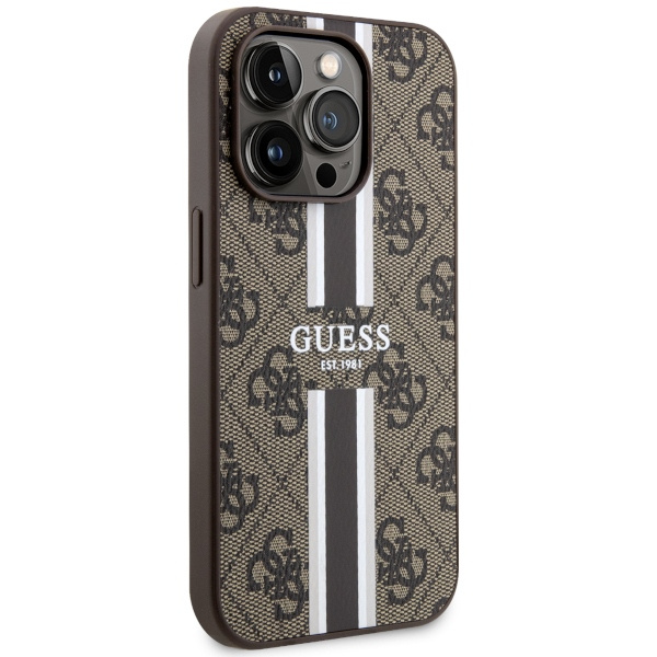 Coque Guess GUHMP14LP4RPSW iPhone 14 Pro 6.1" marron/marron durcase 4G Printed Stripes MagSafe Case