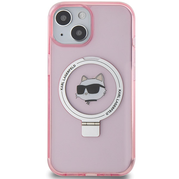 Funda Karl Lagerfeld KLHMP15SHMRSCHP iPhone 15 6.1" rosa/rosa durocase Cabeza de Choupette con soporte para anillos MagSafe Case