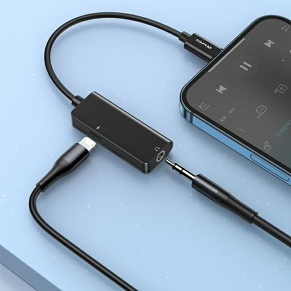 Adaptador AWEI CL-121 Lightning/ Jack 3.5 2in1 negro/negro