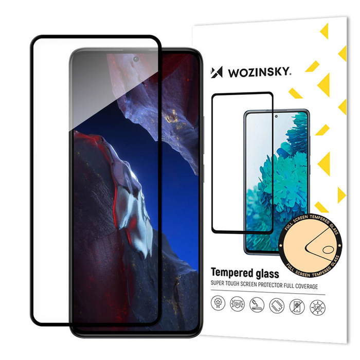 Vidrio templado para Xiaomi Poco F5 Pro 9H con vidrio templado Wozinsky Frame Full Glue - Negro