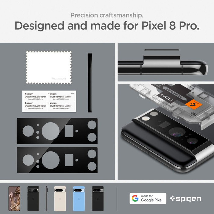 Spigen Protector de cámara Optik.tr "ez Fit" Protector de cámara 2-pack Google Pixel 8 Negro