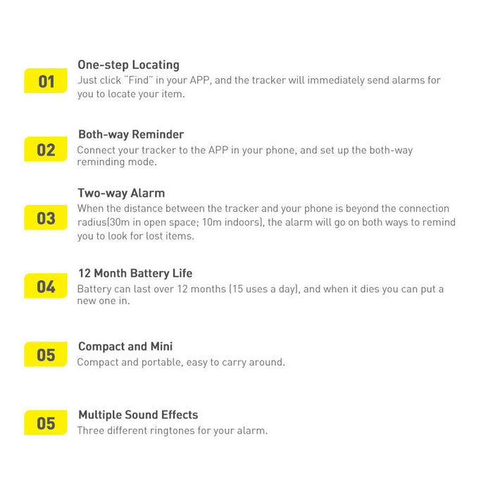 Localizzatore GPS Baseus T2 Pro Smart per chiavi borsellino bianco (FMTP000002)