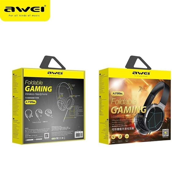 AWEI Bluetooth-Kopfhörer A799BL Over-Ear Gaming-Kopfhörer mit Mikrofon Schwarz