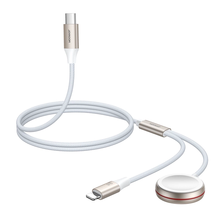 Joyroom Câble Lightning 2 en 1 et chargeur inductif pour Apple Watch 1,5 m blanc (S-IW011)