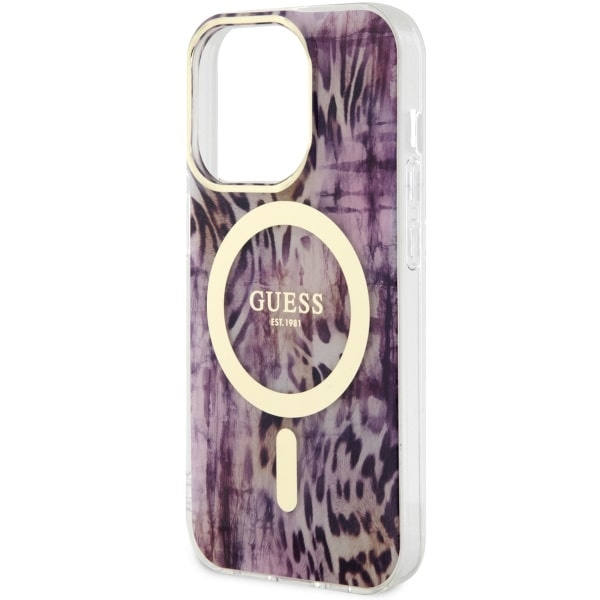 Case Guess GUHMP14XHLEOPWP iPhone 14 Pro Max 6.7" pink/pink hardcase Leopard MagSafe Case