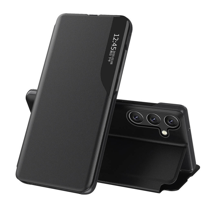 Kryt Eco Leather View Case pro Samsung Galaxy A24 4G s odklápěcím stojánkem černý