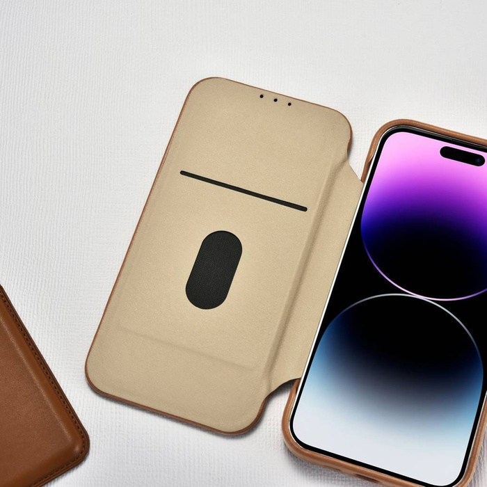 iCarer CE Premium Leather Folio Case for iPhone 14 Pro Flip Magnetic MagSafe Brown (WMI14220714-BN)