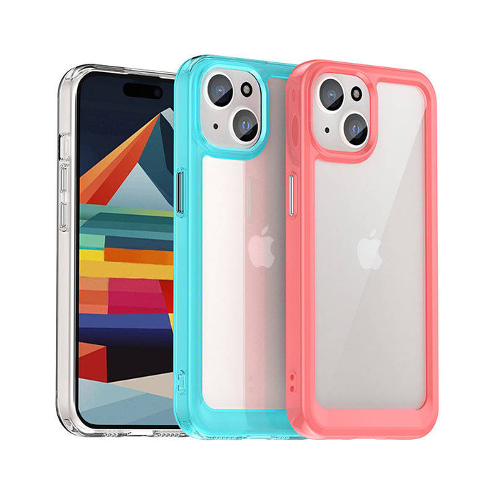 Funda reforzada con marco flexible para iPhone 15 Outer Space - transparente
