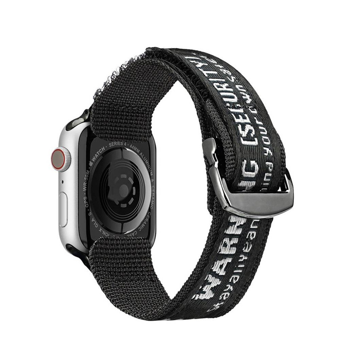 Dux Ducis Strap (Outdoor Version) Strap for Apple Watch Ultra, SE, 8, 7, 6, 5, 4, 3, 2, 1 (49, 45, 44, 42 mm) Nylon Band Black Silver Bracelet