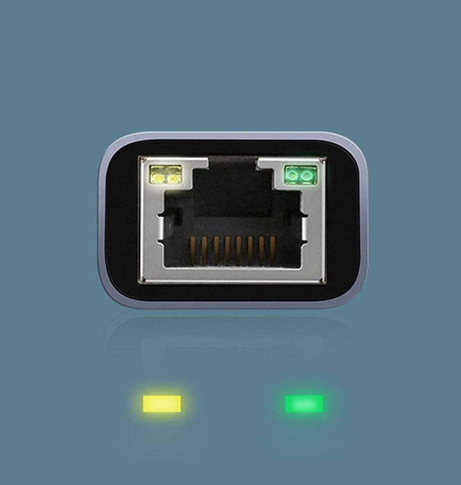 Ugreen externí síťový adaptér RJ45 - USB typu C (1000 Mbps / 1 Gbps) Gigabit Ethernet šedý (CM199)