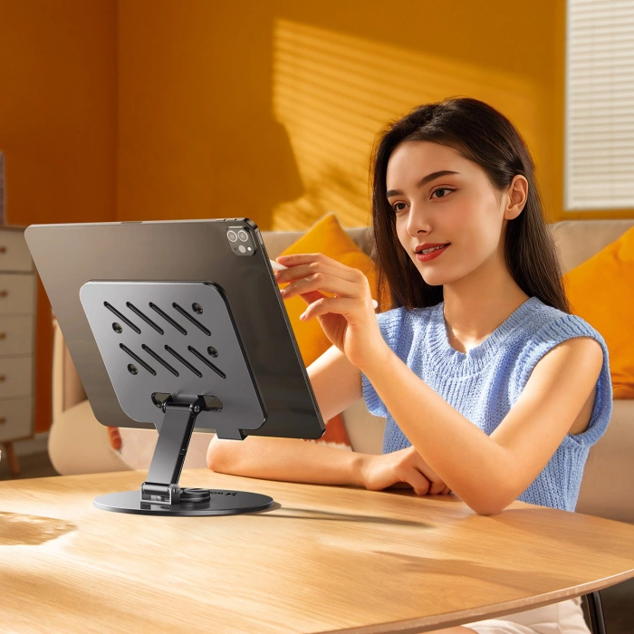 Stojak na tablet Wozinsky WRS-DSY84SS obrotowy 360° aluminiowy - szary