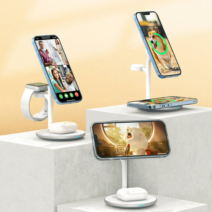 Soporte de cargador de inducción Choetech (compatible con MagSafe) para iPhone, Apple Watch, AirPods blanco (T585-F)