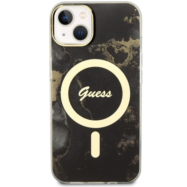 Cover Guess GUHMP14MHTMRSK iPhone 14 Plus 6,7" nero/nero durocase Golden Marble MagSafe Case
