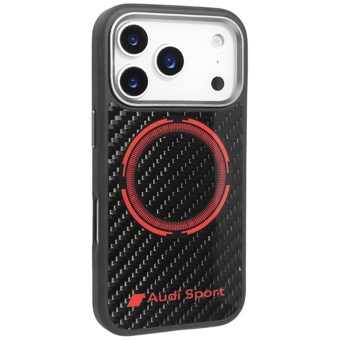 Etui Audi RSQ Carbon Fiber Sport Red     Circle MagSafe do iPhone 17 Pro czarny