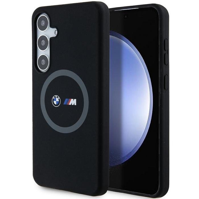 Coque BMW BMHMS24M23SROK S24+ S926 noir/noir durcase M Bague Silicone Imprimée MagSafe Case